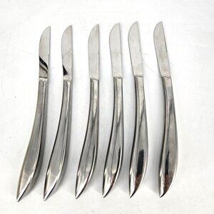 Vintage PIC Stainless Steel Steak Knives Set of 6 Japan Modern MCM 8" Cutlery